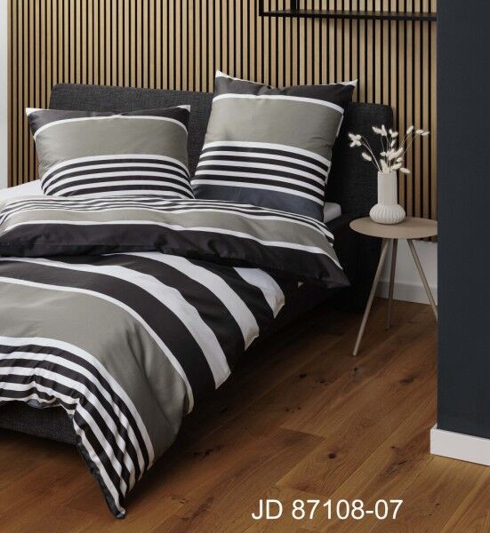 Janine Janine Mako-Satin Bettwäsche J. D. 87108 braun grau Größe:  200x220 cm + 2x80x80 cm