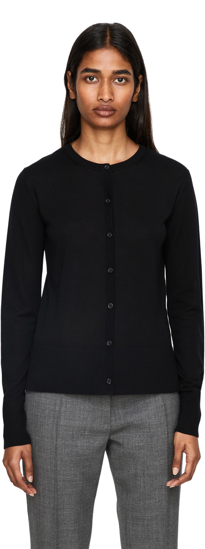 Strickjacke mit Rundhalsausschnitt Schwarz