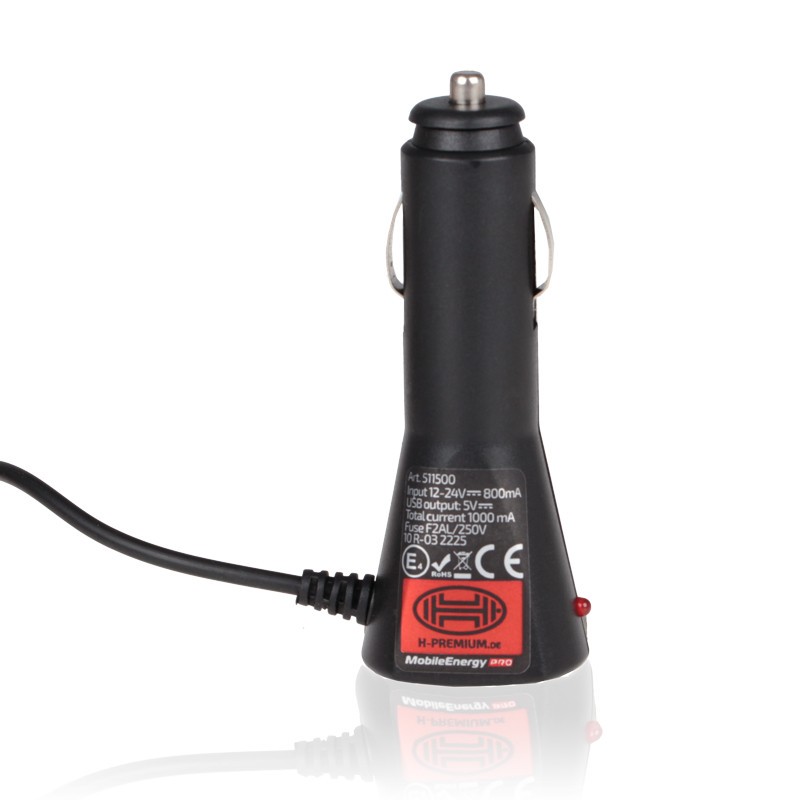 HEYNER 511500 Nabíječka do auta pro mobilní telefon černá, micro USB, 24V, 1.2m, počet vstupů/výstupů: 1 USB; 1