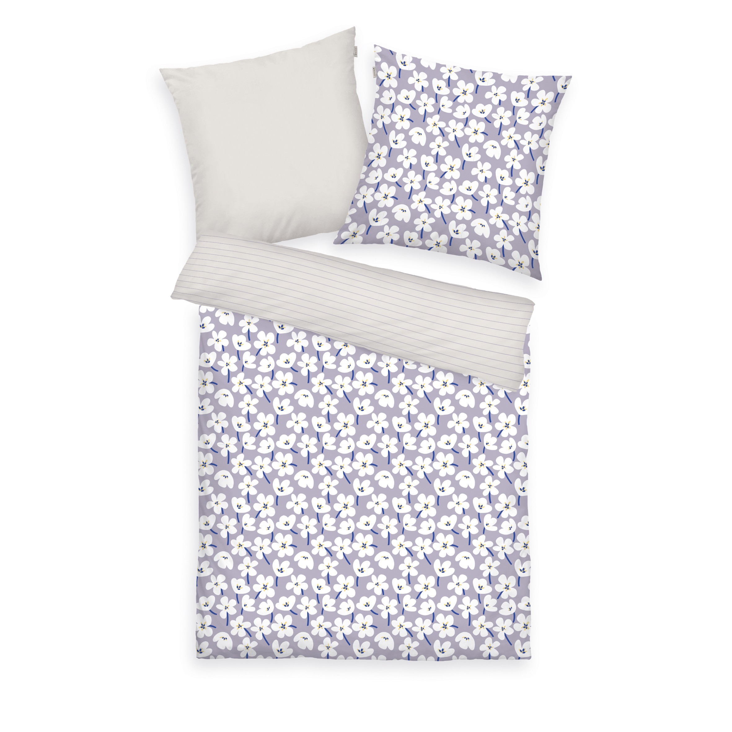 TOM TAILOR Bettwäsche-Set 'Fresh Flowers Soft Lilac/Off White' – 135x200, 140x200, 155x220 oder 200x220 cm, Renforcé
