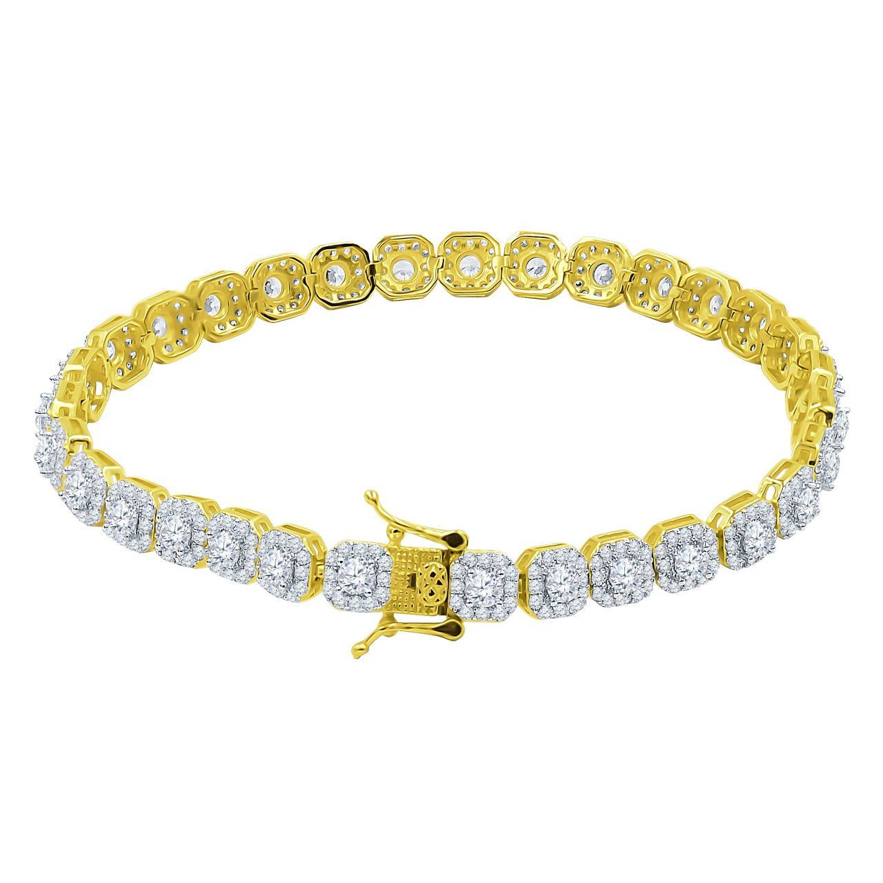 Iced Out 925 Sterling Silber Tennis Armband - CLUSTER 6mm