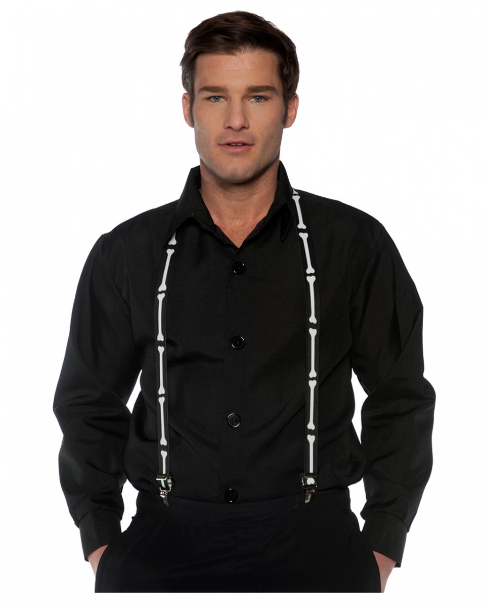 Hosenträger mit Skelett Knochen Motiv