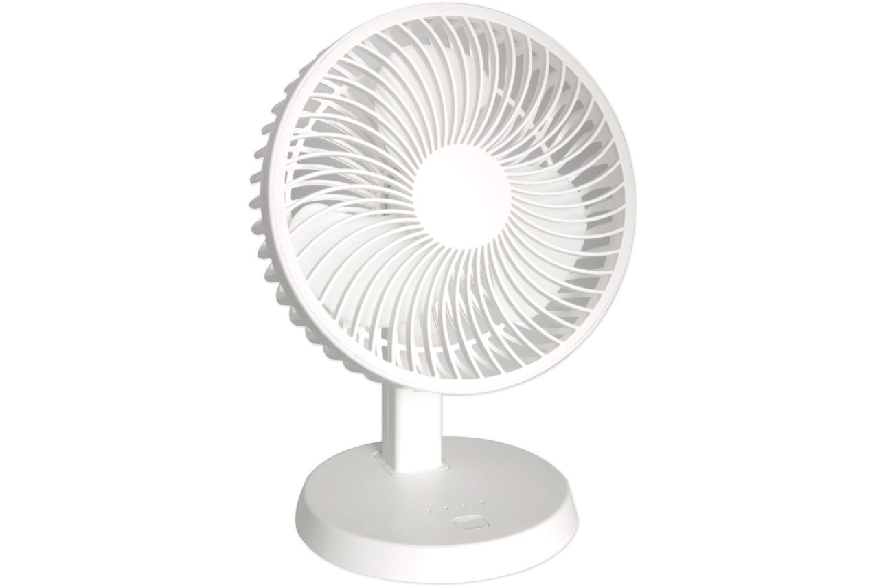 Tisch Ventilator COOL 17 cm mit 5 Volt Akku weiß 3 Stufen