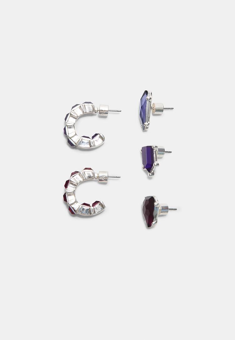 Stradivarius Schmuck-Ohrring- Und Ear-Cuff-Set Grau Os