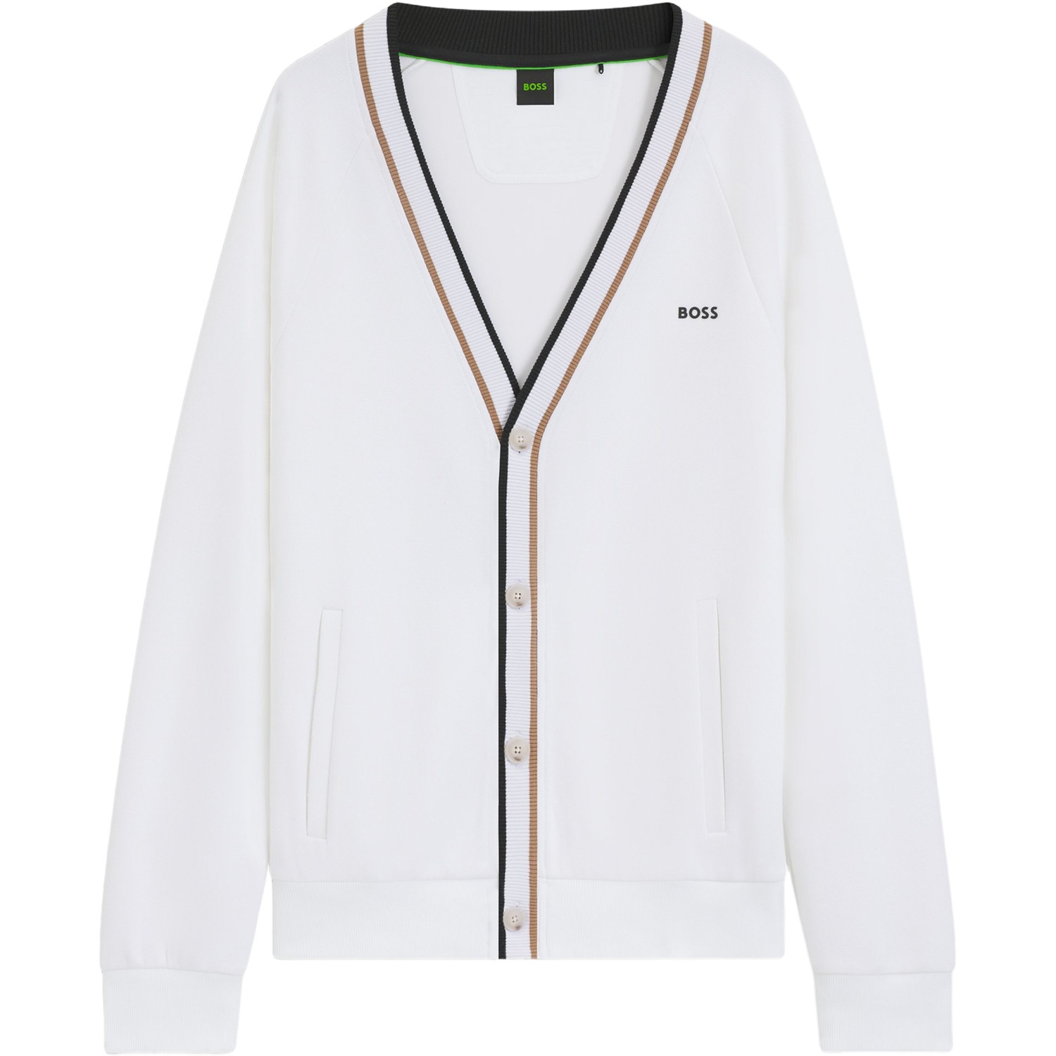 HUGO BOSS Strickjacke Sardigan GOC, weiß