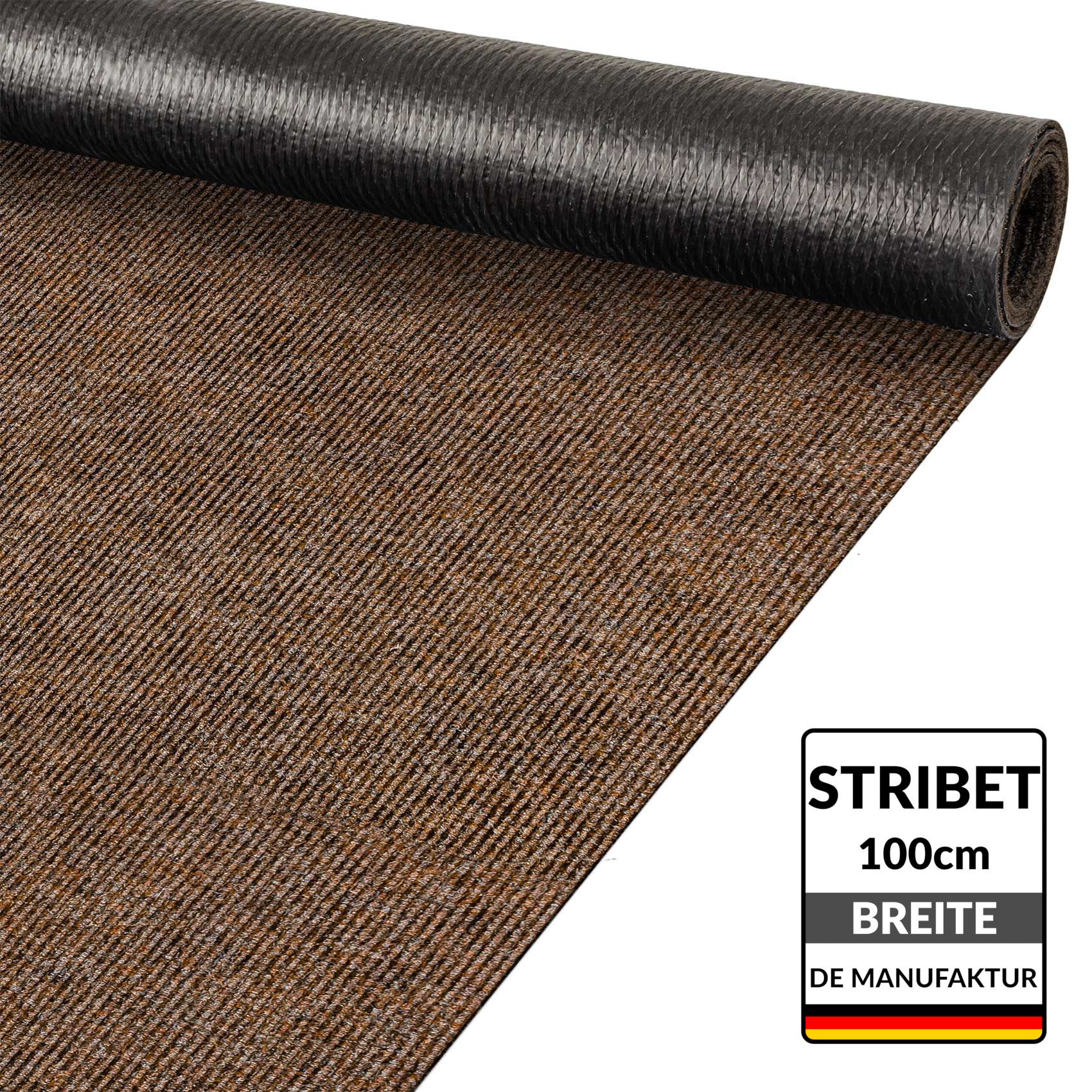 Teppich Läufer Sauberlaufmatte Schmutzfangläufer Läufer Flur Meterware Stibet Breite 100cm Dunkelbraun 100x100cm