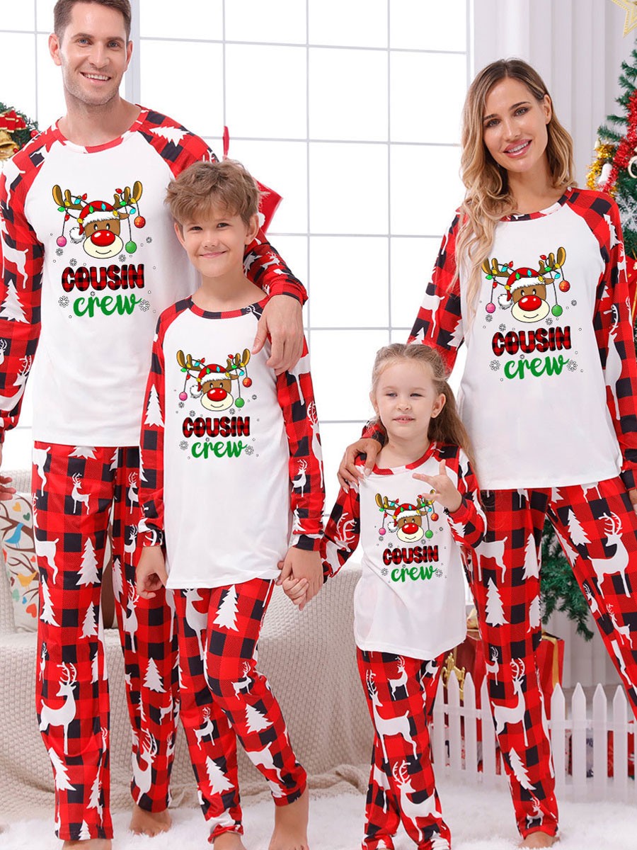 Weihnachten passender Familienpyjama Erwachsene Kinder Polyester Weihnachtsmuster Top Hose