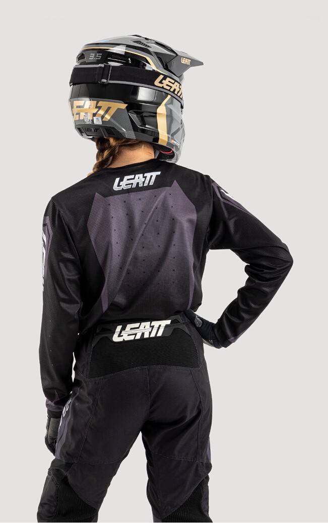 Leatt 3.5 Ride Kit Venom 2025 Mini/Junior Motocross Jersey und Hose Set, schwarz-grau-weiss, Größe XS