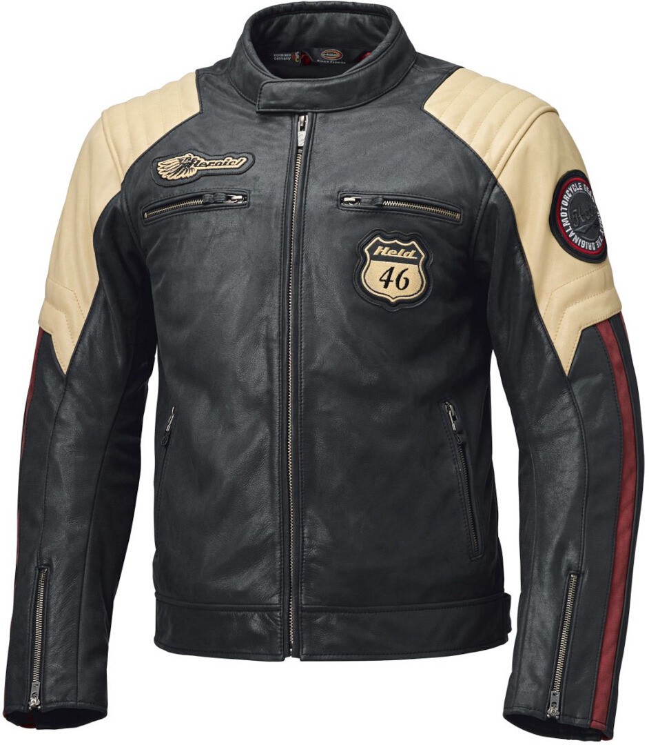 Held Baker 2 Blouson de moto en cuir, bleu-beige, taille 48 pour Hommes
