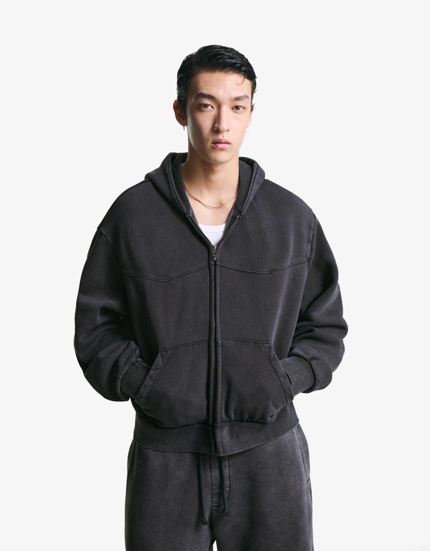 Bershka Boxy Cropped-Sweatshirt Mit Reißverschluss Herren S Grau