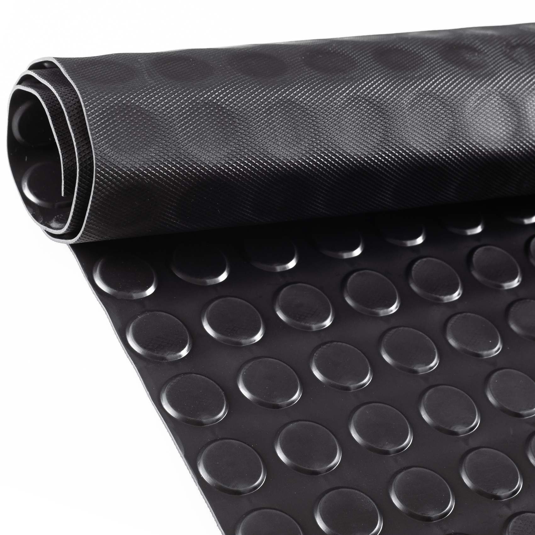 Gummimatten Meterware TPE Flachnoppen Schwarz Bodenbelag Stärke: 3mm -100 cm Breit Rollenware 50 x 100cm