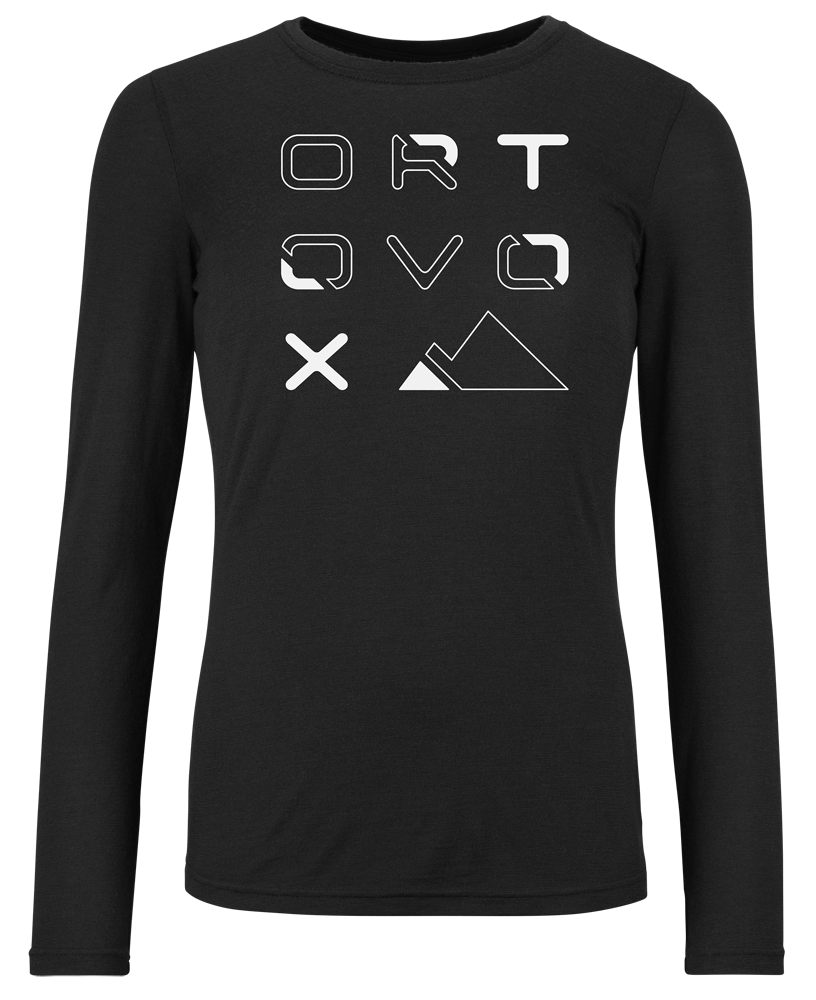 Ortovox 185 Merino Brand Outline Longsleeves Damen Langarmshirt black raven L