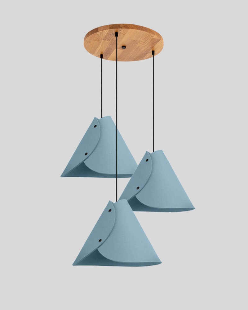 3er Pendelleuchte aus Filz Merino Wolle mit Rundbaldachin 0314 ALMUT - Aqua