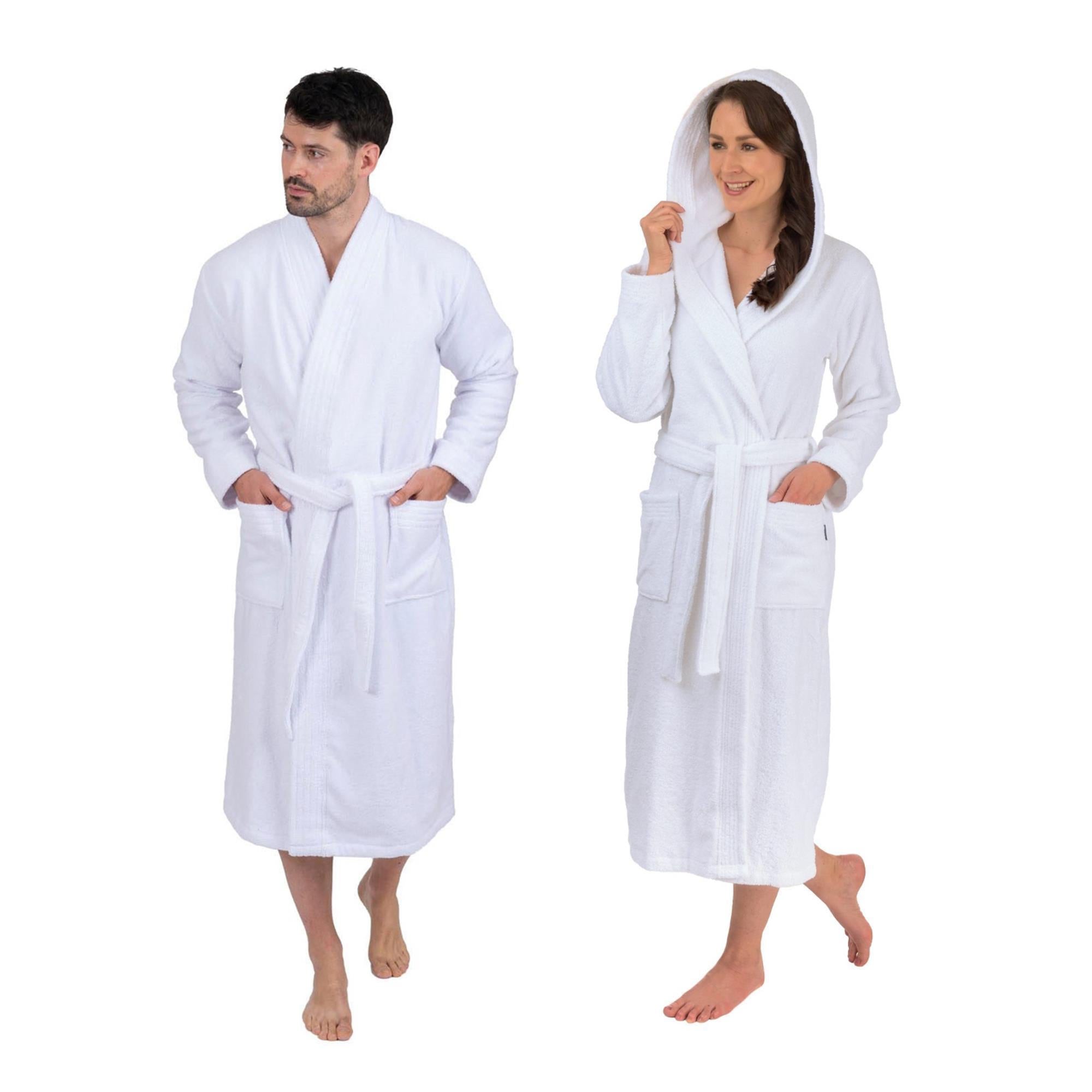 Wewofashion Unisex Bademantel Kapuze 3004-100 Weiß Unifarben
