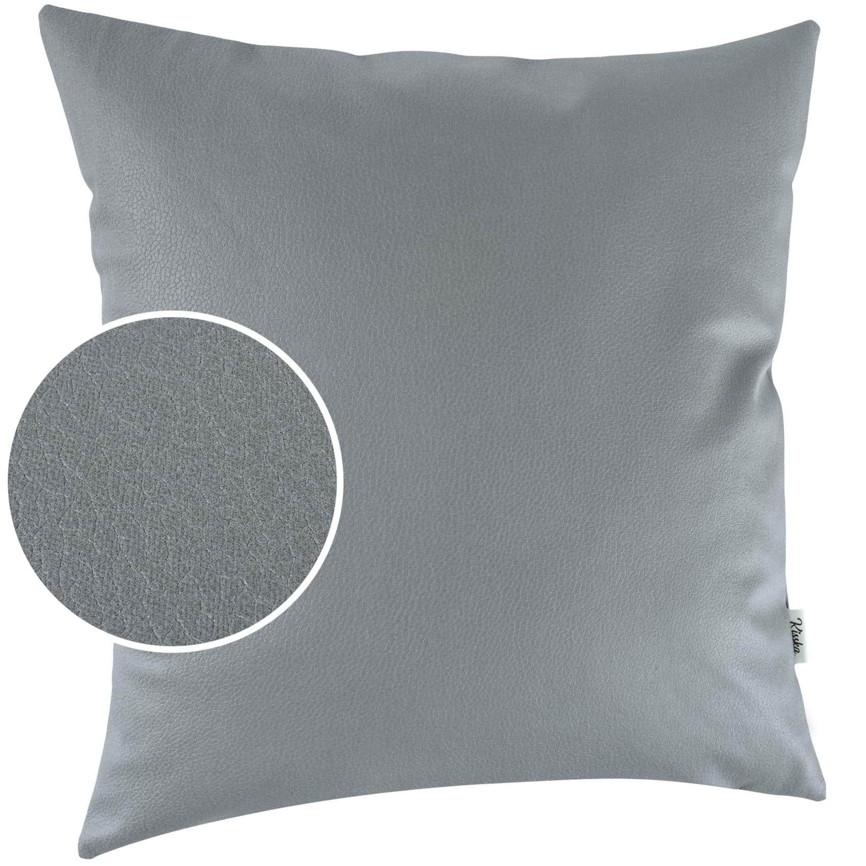 Kunstlederkissen Kissenbezüge Sofakissen Dekokissen Kissenhülle Kunstleder Kissen Lederkissen atmungsaktiv 4 Größen Kumo Hellgrau 40x40cm Ohne Füllung
