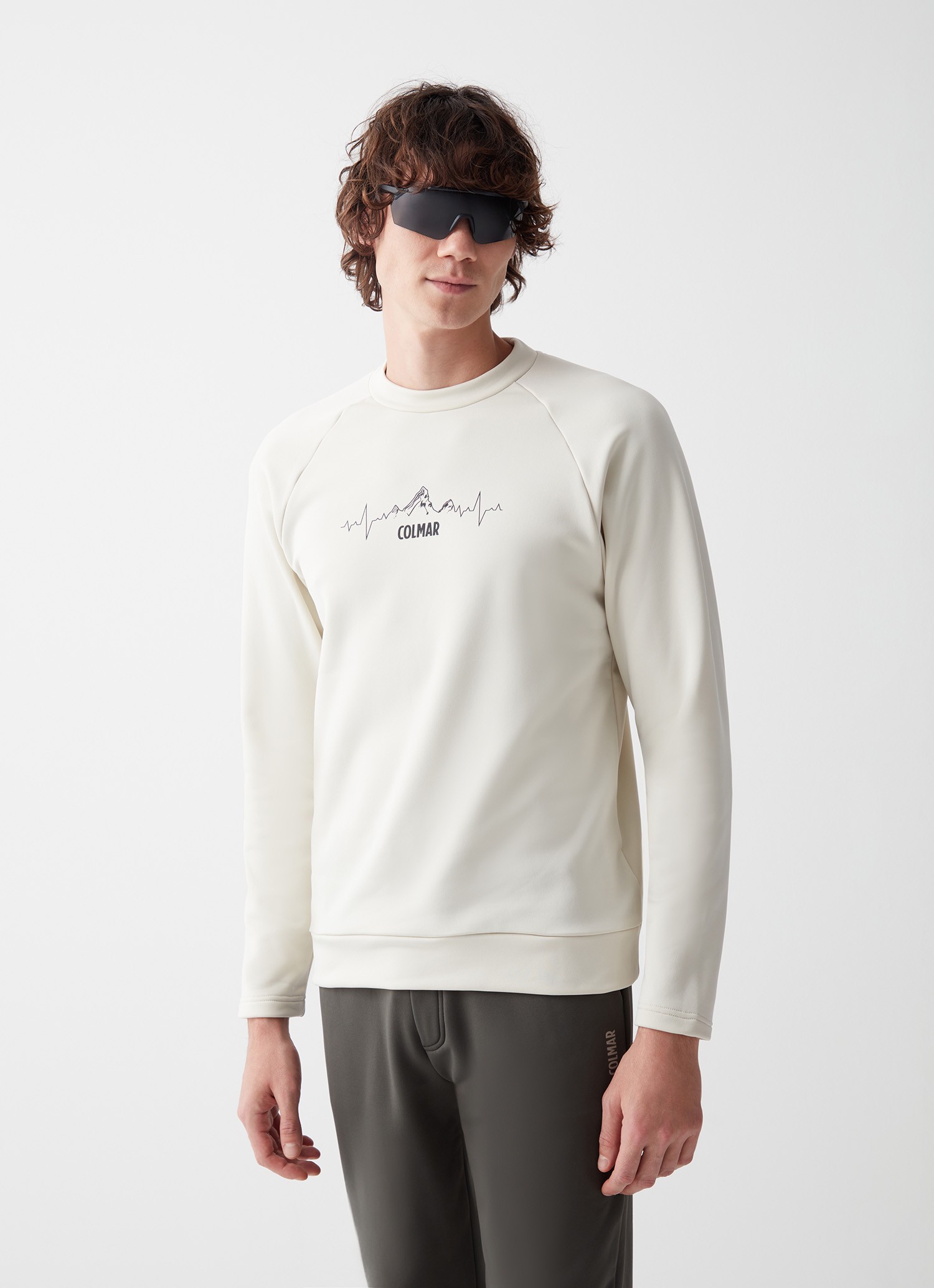 Colmar, Ski-rundhalsshirt Aus Stretch-fleece Mit Print, Farbe: Purity Beige, Größe: S