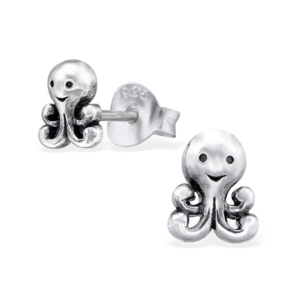 Kinder Mädchen Ohrstecker Ohrschmuck Krake Tintenfisch 925er Silber Ohrringe Geschenkidee
