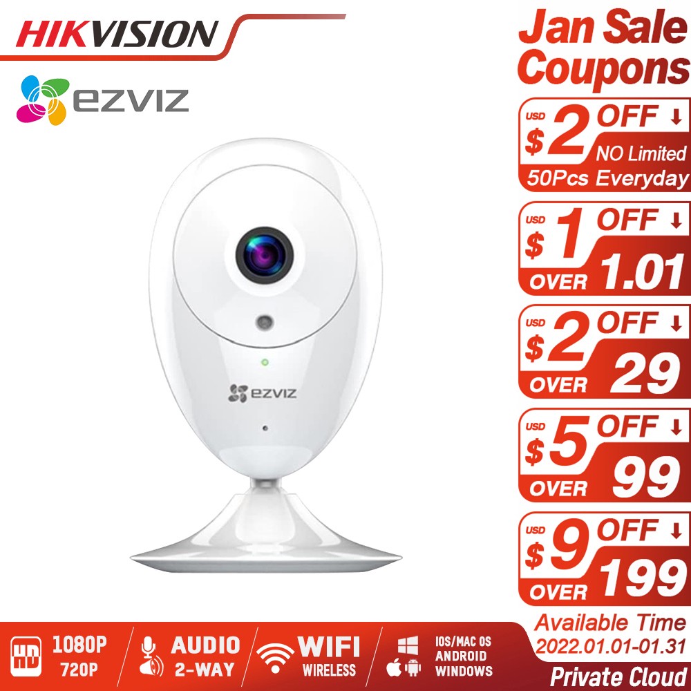 EZVIZ ezCube IP Camera 720p 1080p Excellent Night Vision WiFi Camera 2-Way Audio Warning Wide Angle 128GB MAX Support