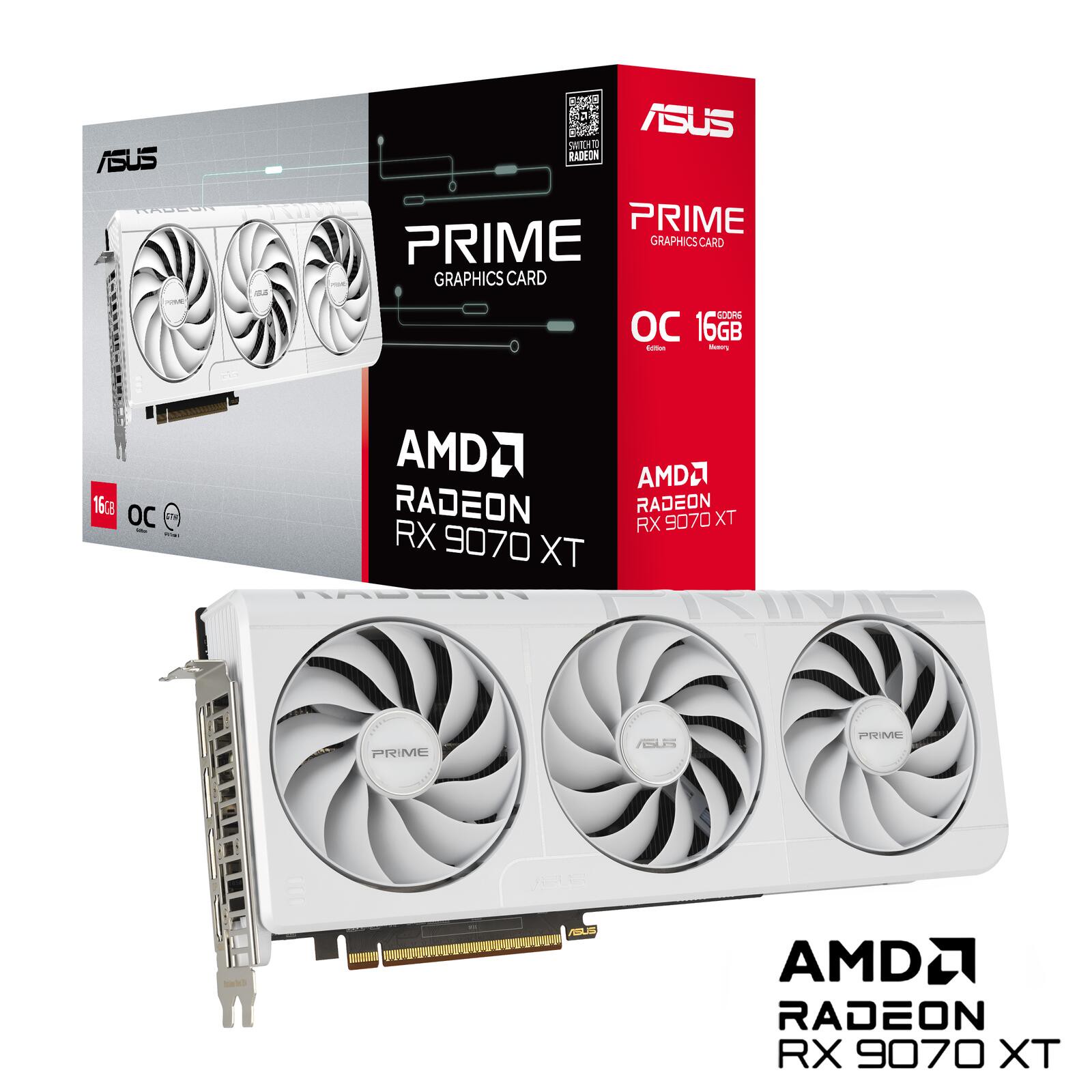 ASUS Prime Radeon RX 9070 XT White OC Edition 16GB GDDR6 Gaming Grafikkarte