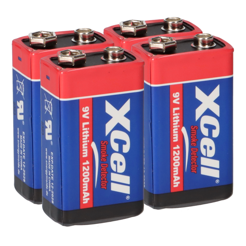 4x Rauchmelder 9V Lithium Batterien für Feuermelder 9v Block Batterie 10 Jahre