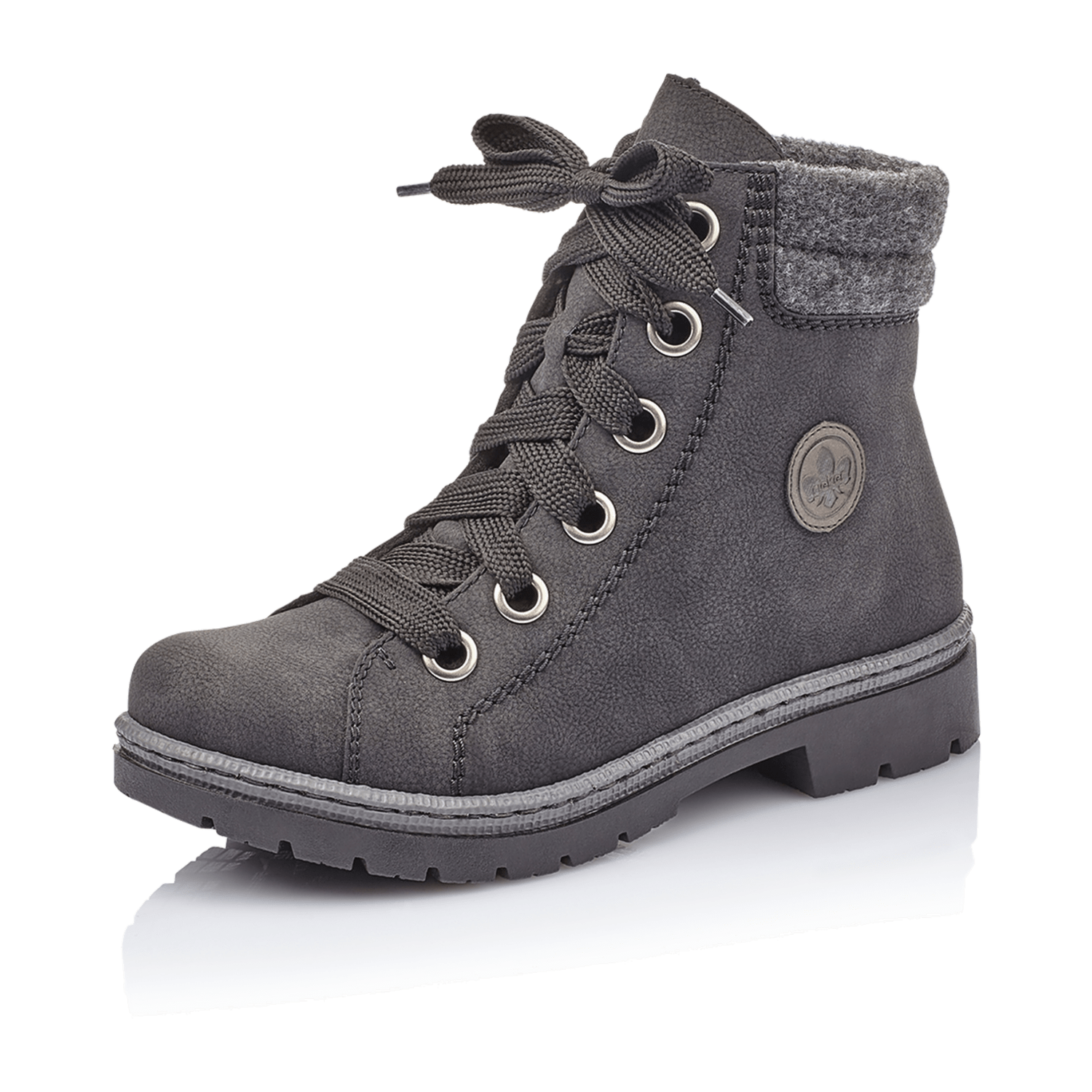 Rieker Y9409-01 schwarz/graphit/anthraz Schnürstiefel  HW 20/21 für Damen, schwarz, Gr. 36 EU
