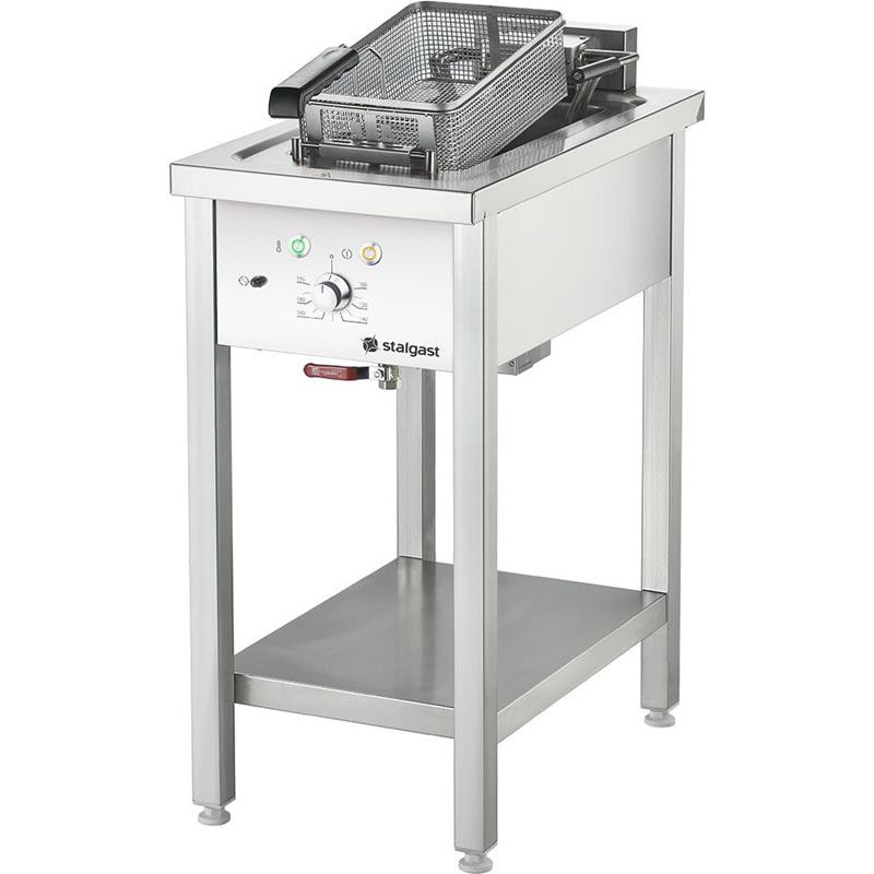Elektro-Fritteuse Standgerät Edelstahl 10?L 400x700x850?mm 9?kW mit Ablassventil