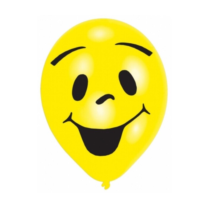 Ballon Smiley aus Latex 8 Stück gelb