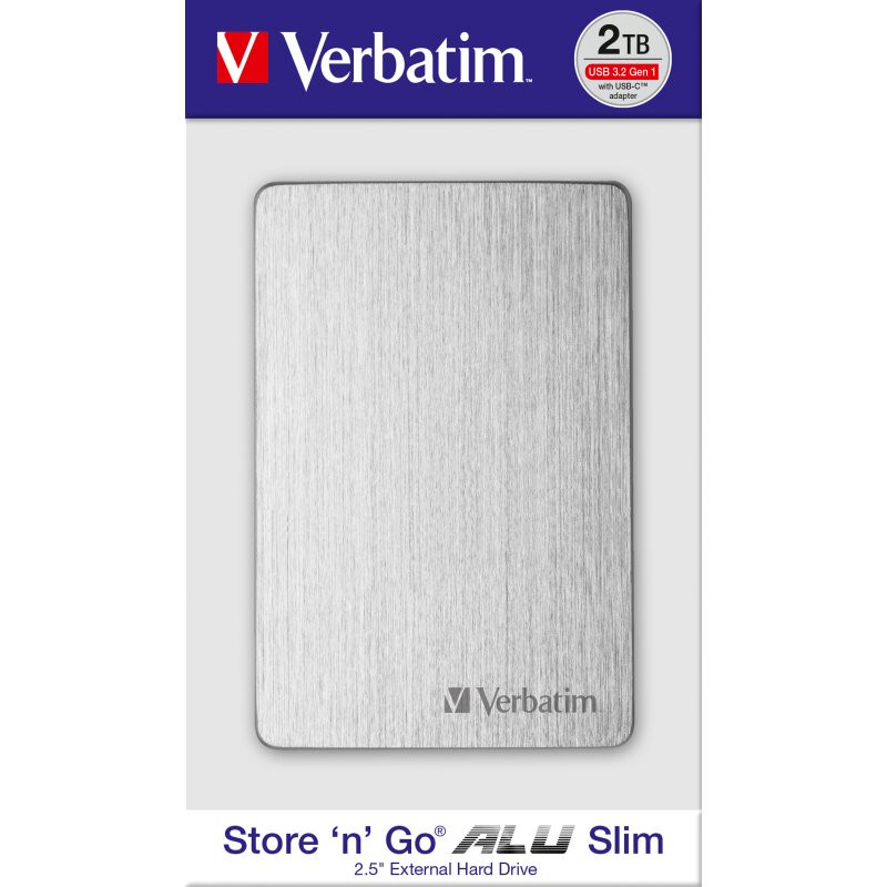 Verbatim Festplatte 2TB USB 3.2, A-C, 6.35cm (2.5''), silber