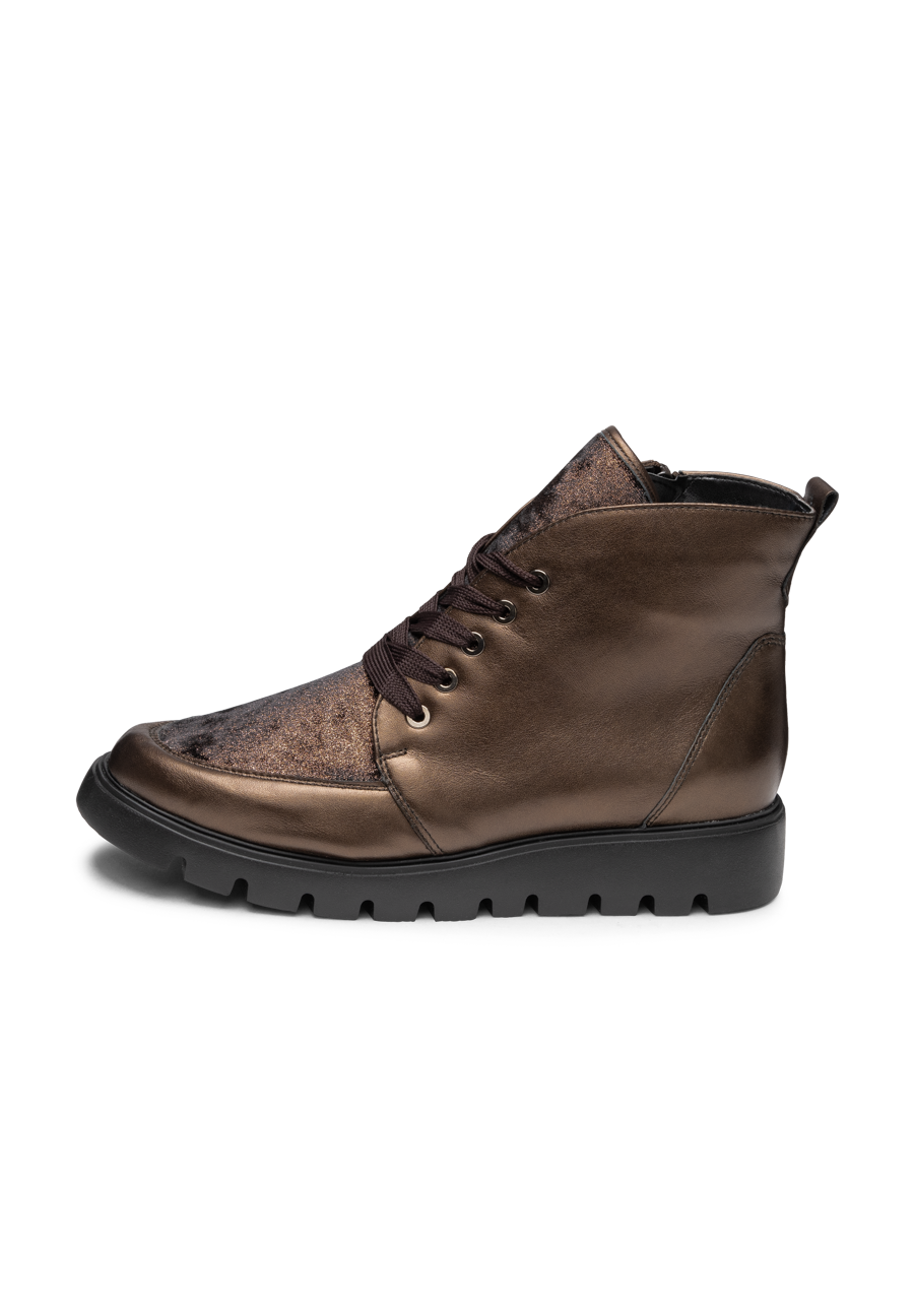 Glänzende Stiefelette Leder/Stretch