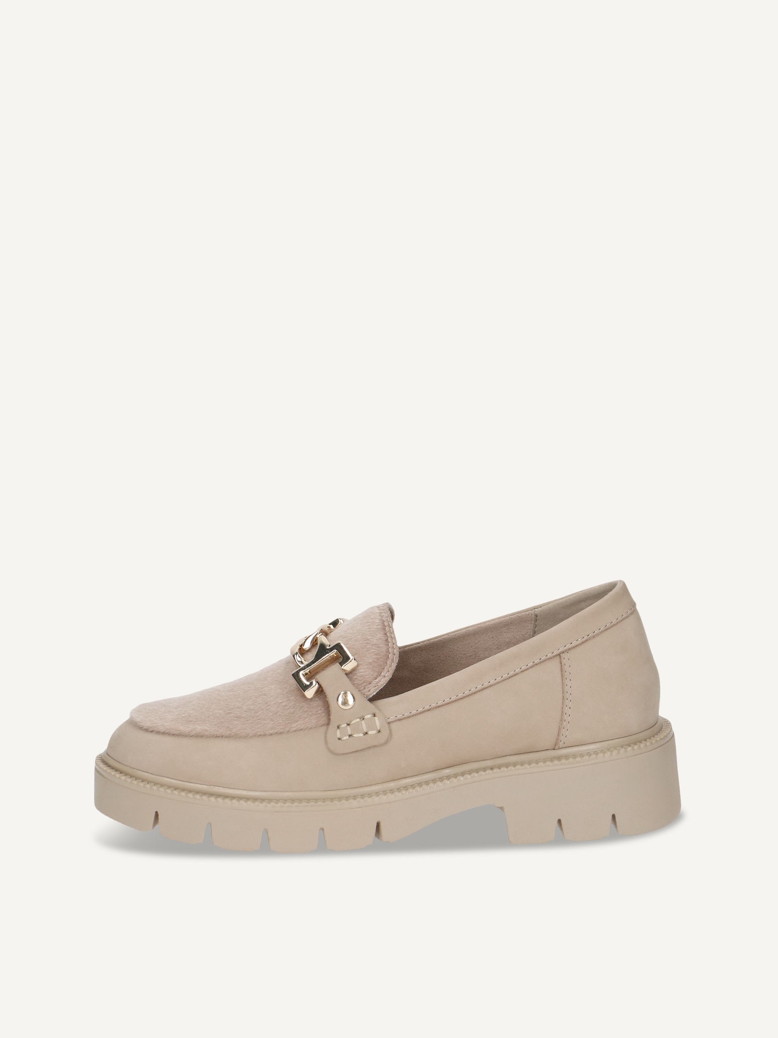 CAPRICE Slipper, beige, aus Leder und Textil mit Blockabsatz, Gr. 36