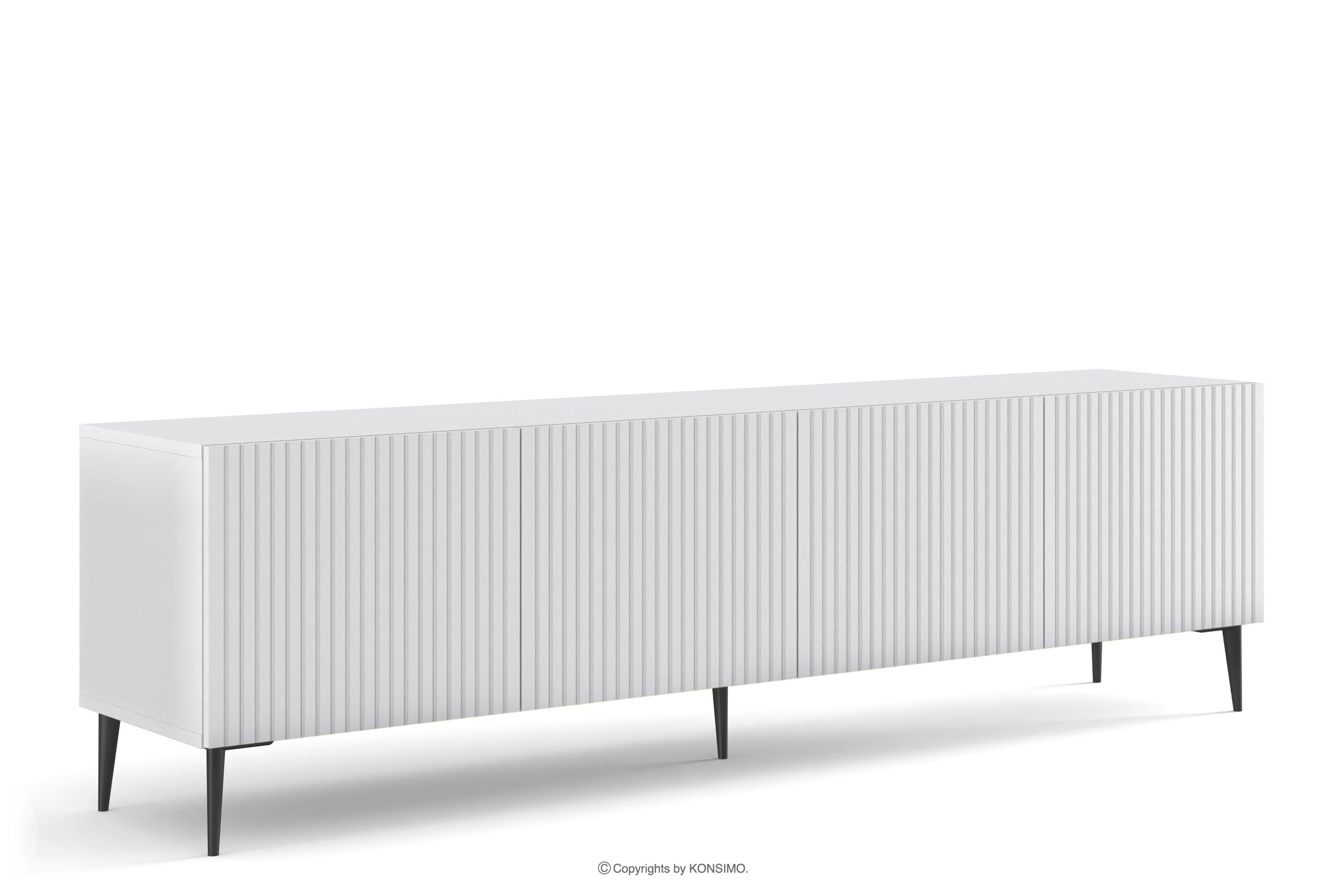 Breiter TV-Schrank mit schwarzen Beinen im eleganten Stil weiß REMO