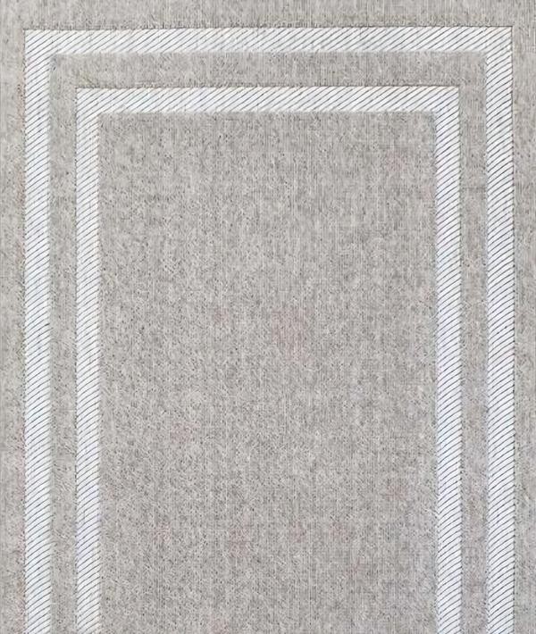 Designer Geometrisch Teppich Bordüre Design Grau Kurzflor Wohnzimmer