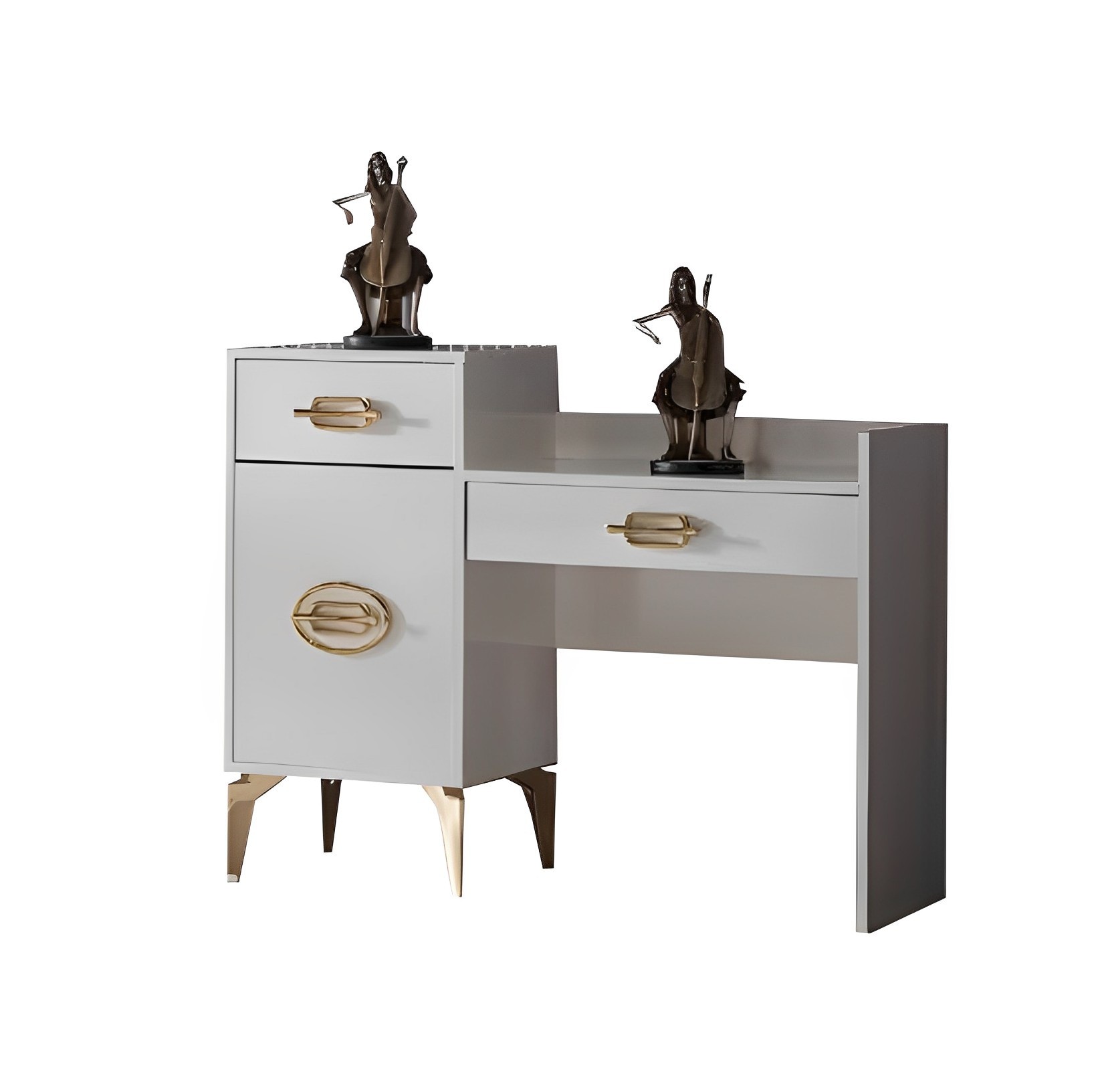 Schlafzimmer Set Schminktisch elegant Kosmetiktisch Make-up Tisch Weiß 2tlg.