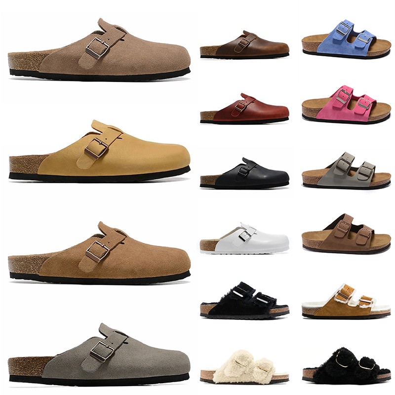 Luxury Slip-On Soft Footbed Designer Clog Slippers Womens Mens Clogs Loafers Shoes Suede Platform Sliders Fur Slides Fuzzy Slipper Sandals Brown