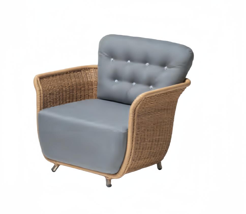 Sessel Grau Design Couch Gartenmöbel Hochwertig Rattan Polster Sitzer Luxus