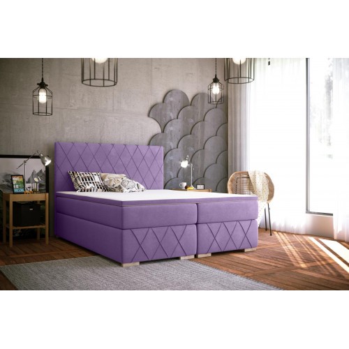Komplett Set Matratze & Topper Boxspring Bett Lila Polster 180x200cm Betten