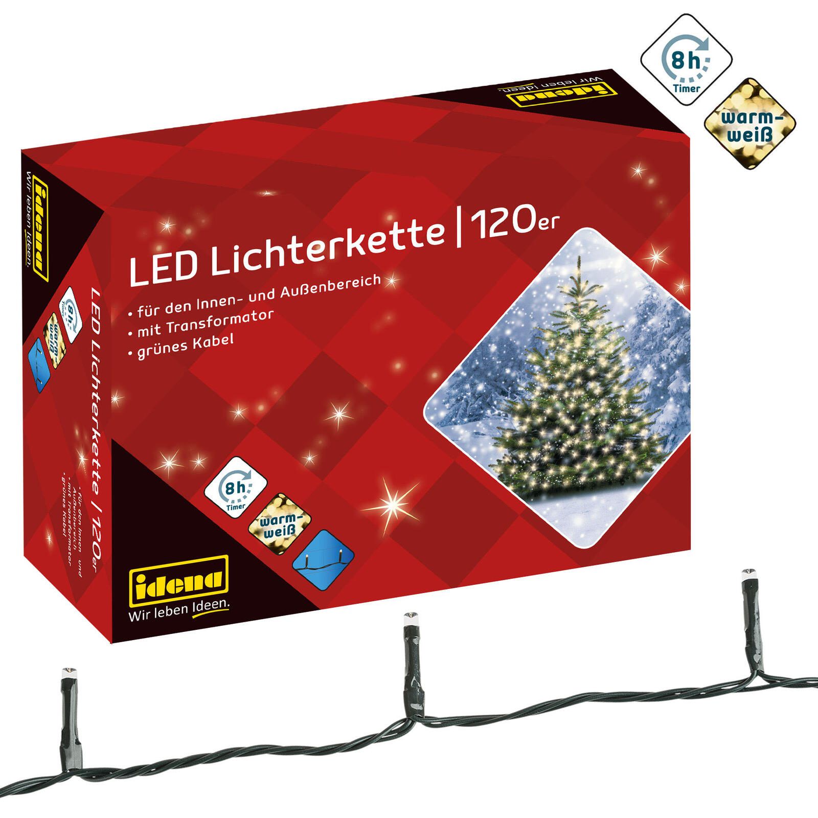Idena Lichterkette 20 m dunkelgrün