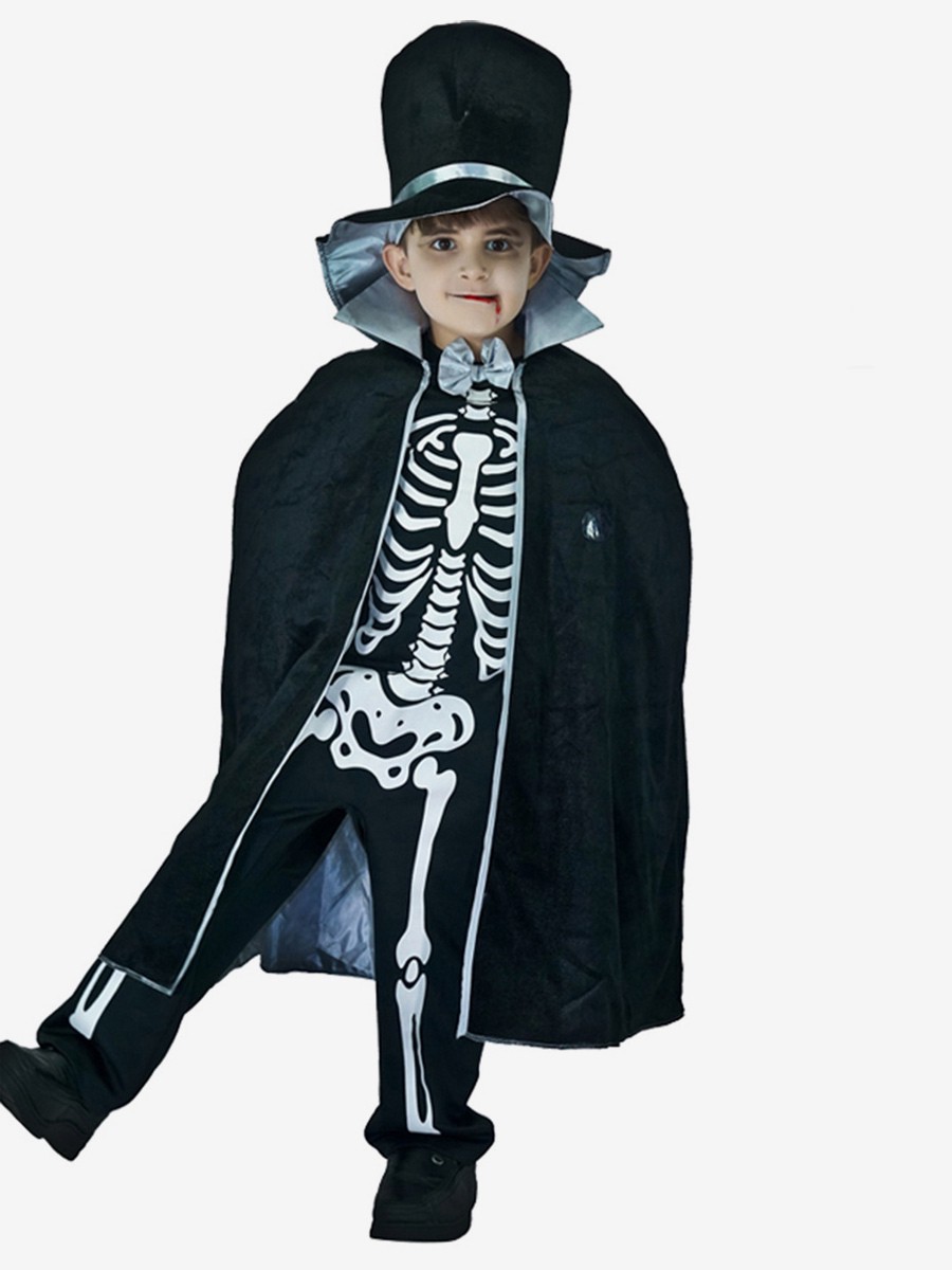 Halloween-Kostüme für Kinder Schwarzes Halloween-Polyester-Set Kinderhut