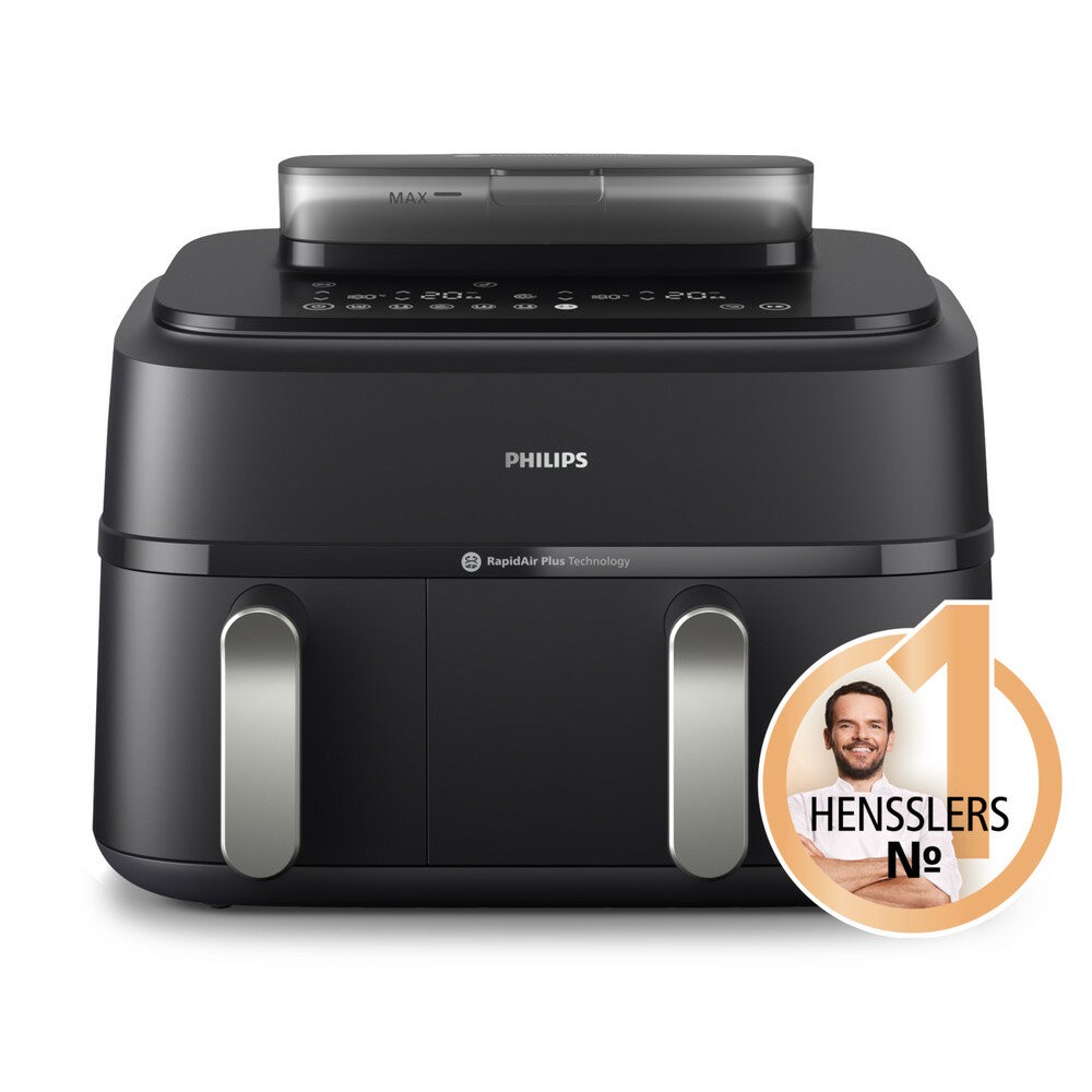 Philips Steam Airfryer NA551/00 5000 Series Doppel-Heißluftfritteuse (9 l Fassungsvermögen, 2750 Watt, Timer, 12 Automatikprogramme, Touchscreen Display)