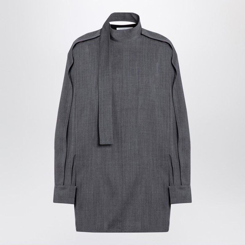 Jil Sander  Grey Wool Shirt With Scarf