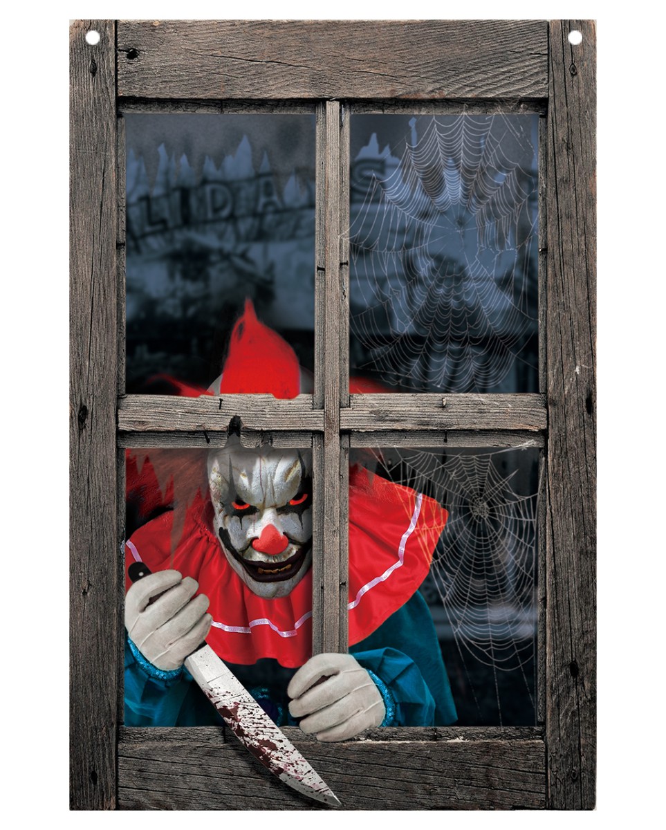Slasher the Clown Fake Fenster Halloween Deko 80x120cm