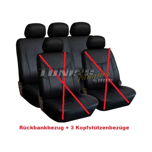 Hochwertiges und Edles Kunstleder Sitzbezug Sitzbezüge Schonbezüge Auto Rückbank Set in Farbe: Schwarz