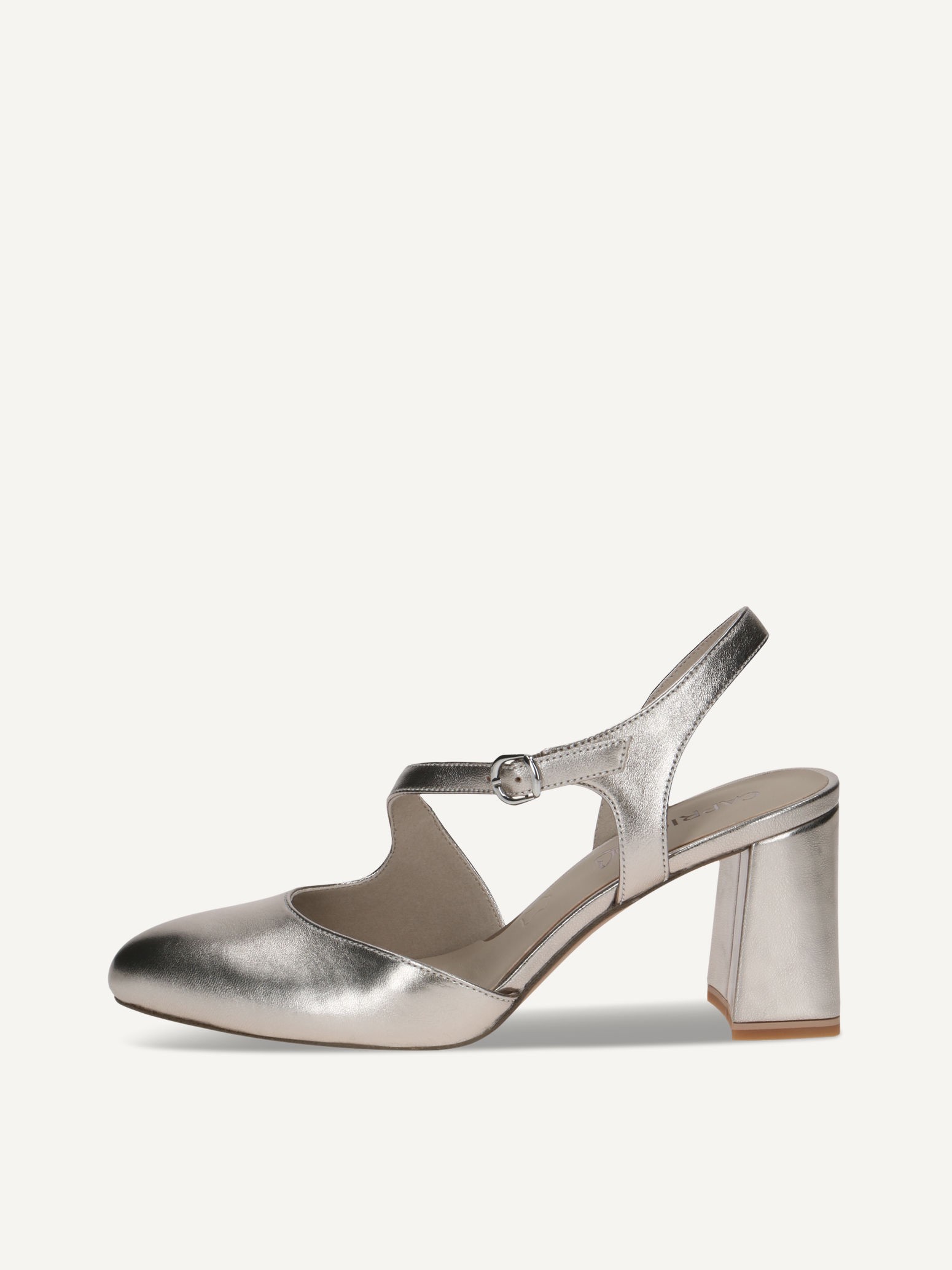 CAPRICE Slingpumps, braun, aus Leder mit Trapezabsatz, Gr. 41