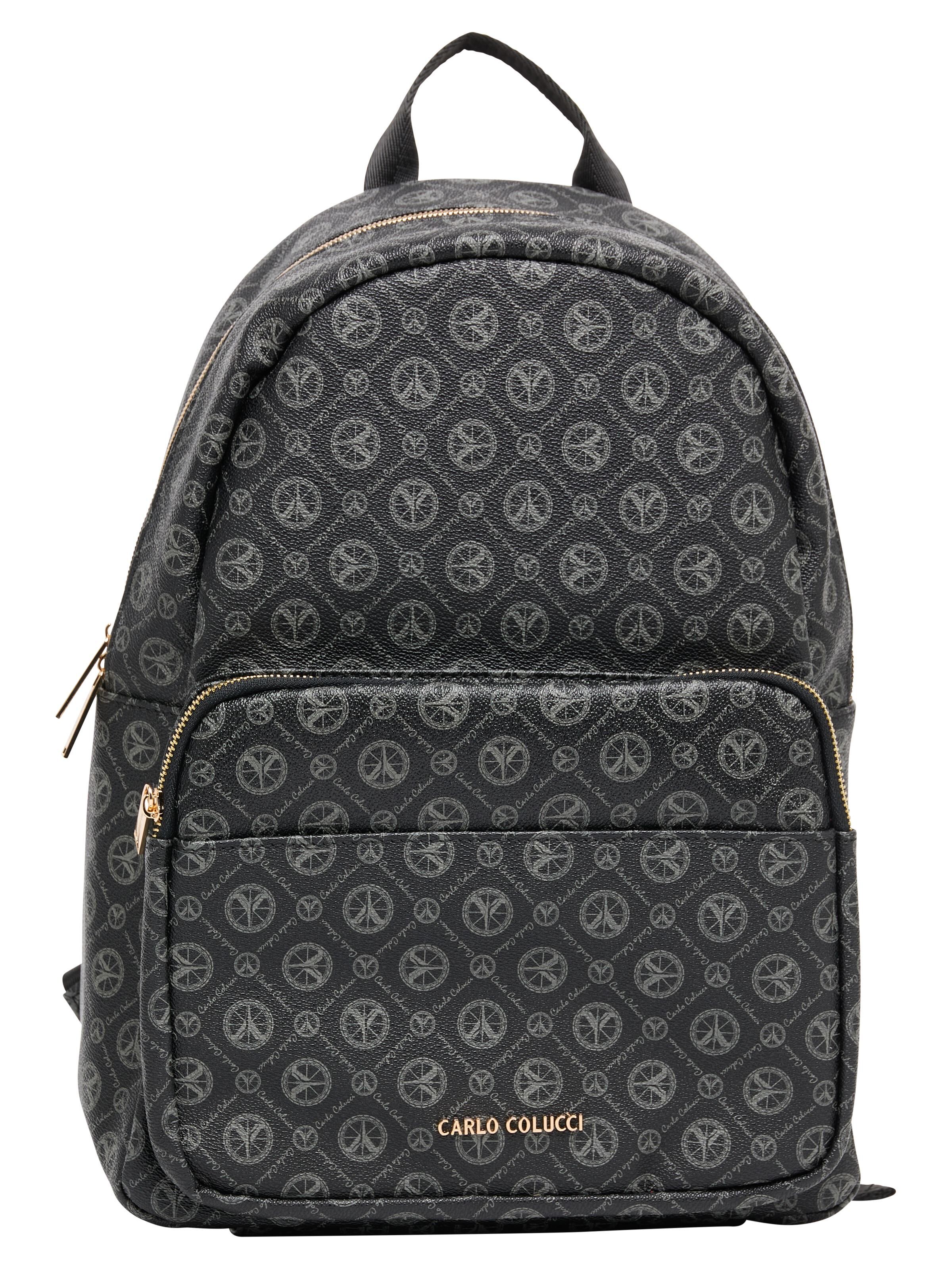 Carlo Colucci Rucksack mit Logoprint - Schwarz
