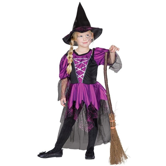 Kinderkostüm Hexe Gr. 116 schwarz/lila
