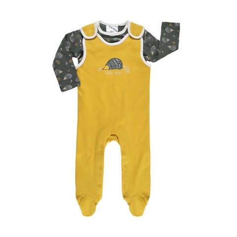 Pink or blue Strampler Set Igel gelb