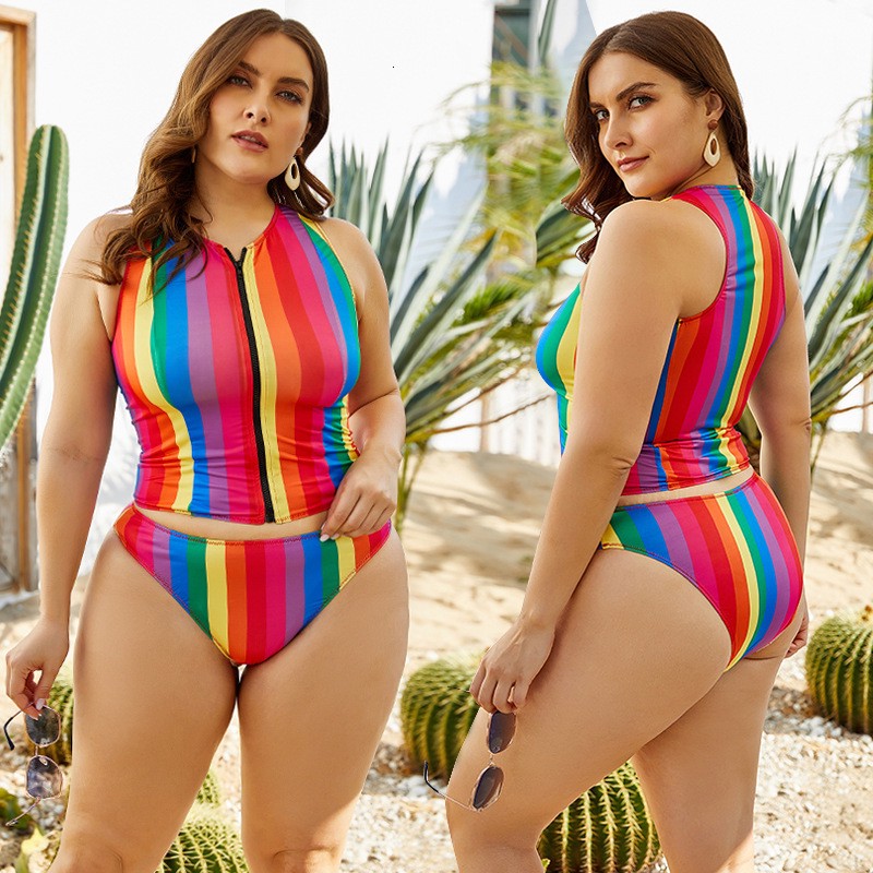 2021 New Yy37 Swimsuit for Women Bikini Set 2 Pieces Separate Plus Size Fat Big Beach Cloth 2xl 3xl 4xl 5xl Female Summer Closed Swimwear Qk