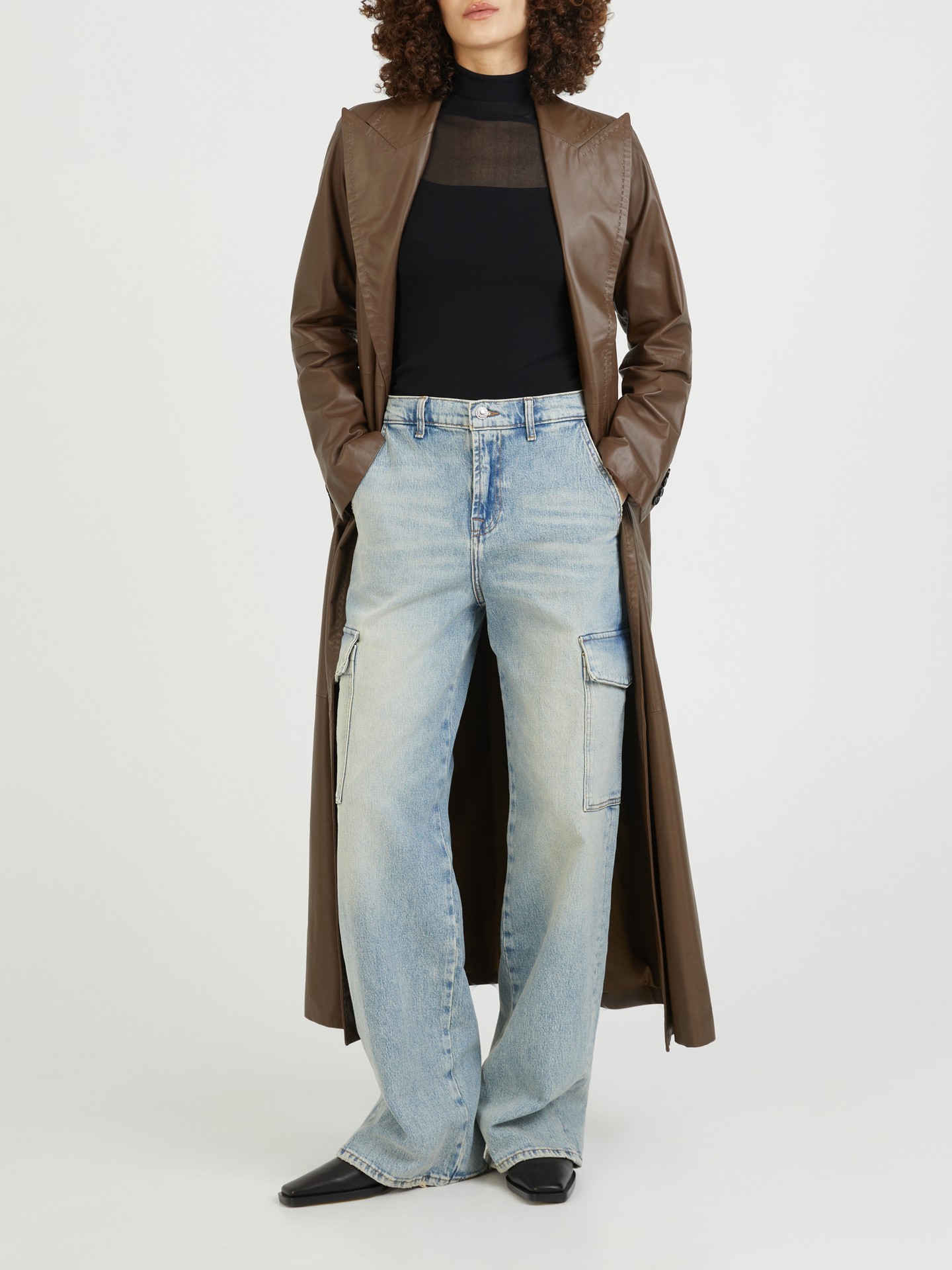 Trenchcoat aus Nappaleder 'Aiello' Braun