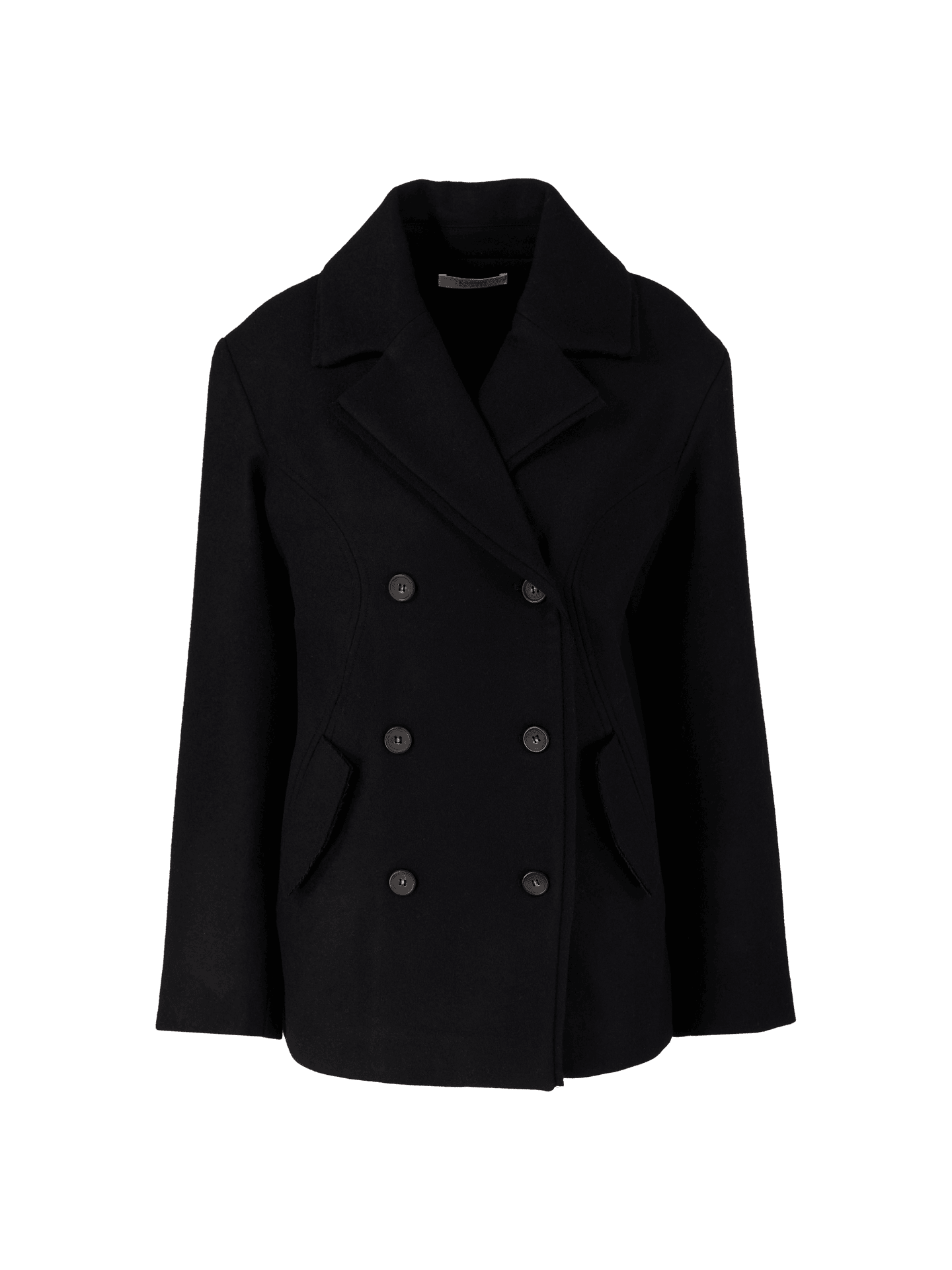 Cabanjacke aus Wolle und Cashmere Schwarz