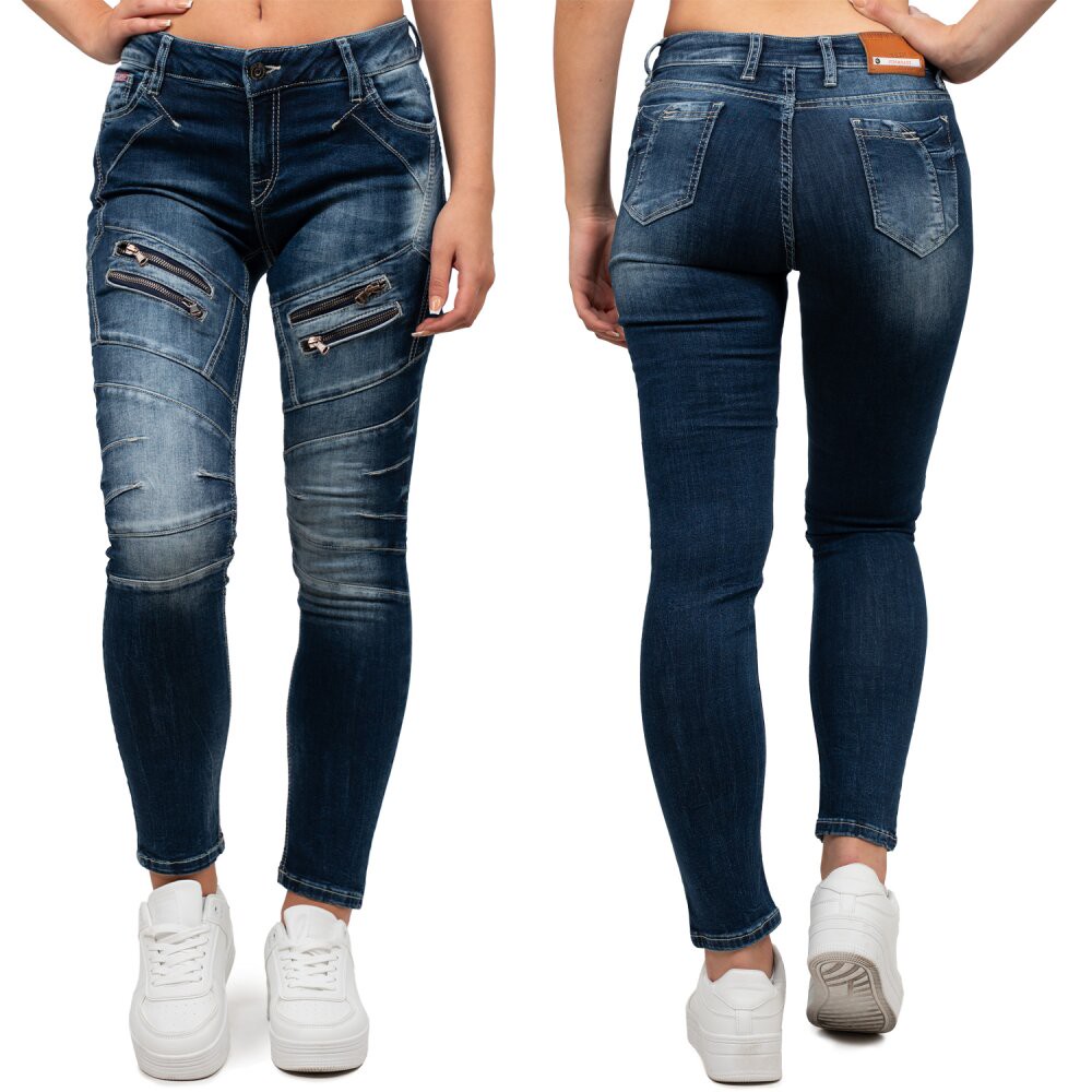 Cipo & Baxx slim fit Jeans Damen Stonewashed WD501 Blue W27/L32